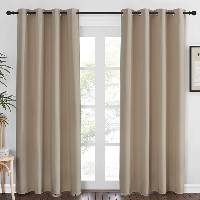 NICETOWN Blackout Curtains 84 Inch Length, Thermal Insulated Room Darkening Drapes Grommet Window Covering for Living Room Bedroom (W52 x L84 Inch, 1 Panel, Taupe) by NICETOWN