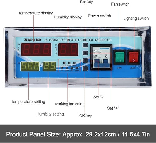 110V Egg Incubator Controller, XM-18D Digital Automatic Temperature Humidity Control Thermostat with Sensor Probe for Homebrew Incubator Greenhouse - Image 2