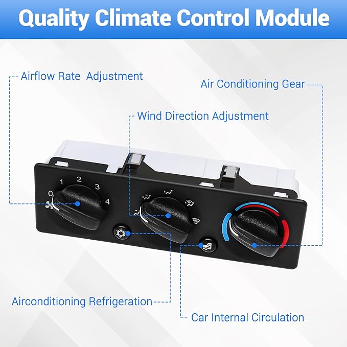 Q21-6119 AC Climate Control Module Compatible with Peterbilt 220 337 348 367 389 520 Trucks A/C Heater Control Panel Switch, Q216119 Air Conditioning Temperature Control Head Unit - Image 3