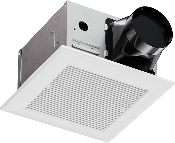 80CFM Bathroom Exhaust Fan with Grille: 20W Ceiling Mount Shower Ventilation Fan, 120V, White, Wet Rated, ETL Certified by JULLISON