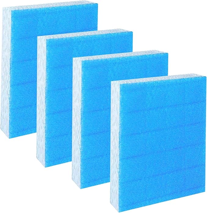 Filter Replacement for Honeywell Humidifier Filter T HFT600, Wicks with Blue Pre-Filter Layer, Humidifier Filters Compatible with Honeywell Humidifier HEV615 HEV620 (4 Filters & Blue Pre-Filter Layer) by HZPOWEN