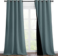 NICETOWN Greyish Blue Blackout Curtains 90 inches Long, Full Light Blocking Drapes with Black Liner for Nursery, Thermal Insulated Draperies for Hall, Villa (2 Pieces, 46" Wide Each Panel) by NICETOWN