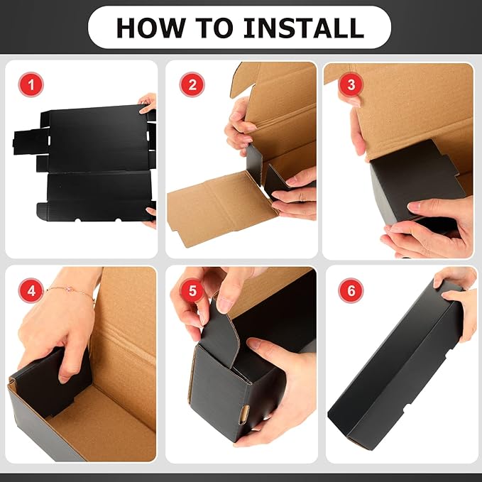 Yexiya 6 Pcs 800 Count Storage Box Card Holders, Trading Cards Sports Collector Boxes Organizer for Baseball Football Sports, and Playing, Cardboard, Game, Black - Image 5
