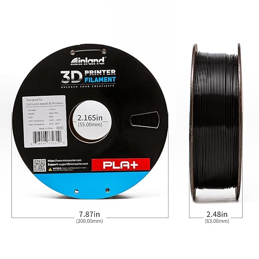 INLAND Micro Center PLA+ 3D Printing Filament 1.75mm - PLA Pro Dimensional Accuracy +/- 0.03 mm - 1kg Cardboard Spool (2.2 lbs) (2 Pack Black, 1.75mm) - Image 5