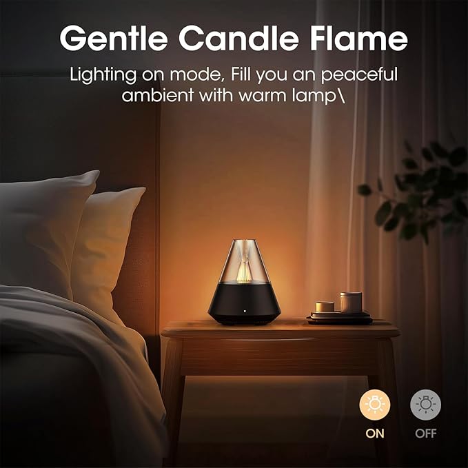 Essential Oil Diffuser, Modern Style Aromatherapy Aroma Diffusers with Candle Light, Fragrance Ultrasonic Cool Mist Humidifier, Remote Control, Auto Shut-Off, for Home Living Room Office - Image 3