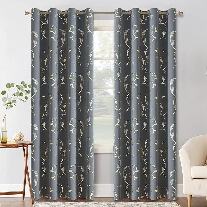 BUHUA Gray Room Darkening Curtains,Insulated Thermal Blackout Curtains,Noise Reducing Panels for Windows,Grommet Thermal Drapes for Living Room,52W×84L,1 Pair - Image 2