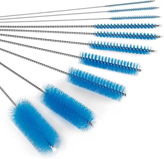 CiaraQ Bottle Cleaning Brushes, 8 Inch Nylon Tube Brush Set, Cleaner for Narrow Neck Bottles Cups with Hook, Set of 10pcs. - Image 6