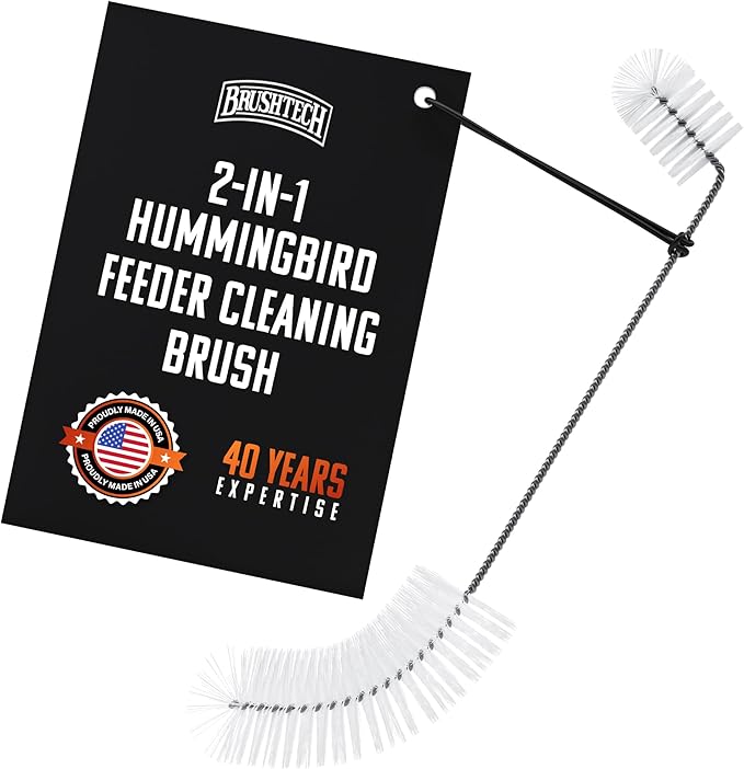 Brushtech, Backyard Bird Care Collection, Two-in-One Hummingbird Feeder Cleaning Brush - Dual-Head Design, Bottle & Socket Scrubber for Hummingbird Health - 14” Nylon Bristles, USA Made by Brushtech
