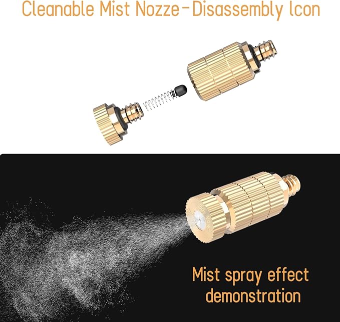 Brass Anti-drip Fogging Spray Head Outdoor Cooling System, 0.012" Orifice (0.3mm) 10/24 UNC Thread Misting Nozzle, 20 Pcs - Image 5