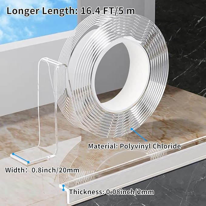 0.8 in x 16.4 FT,Edge Corner Protector Baby Proofing with 6 Corners,Soft Clear Furniture Table Corner Guard & Edge Safety Cabinet Door Bumper,Crib Bumpers,Window Sill Protector,Wall Protector - Image 2