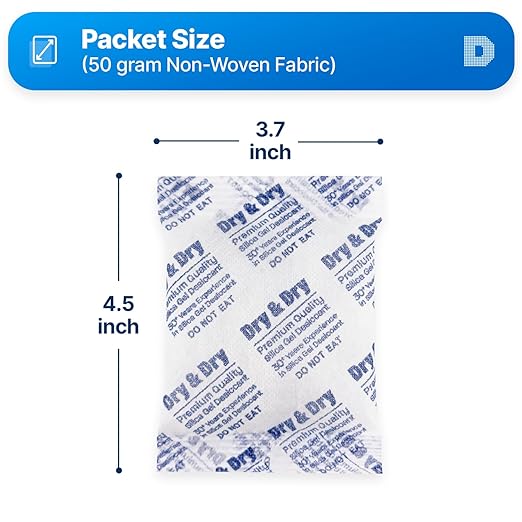 Dry & Dry 50 Gram [30 Packets] Silica Gel Packets Desiccants, Silica Packets - Rechargeable Silica Gel Packs, Desiccants Packets, Silica Gel - Image 6
