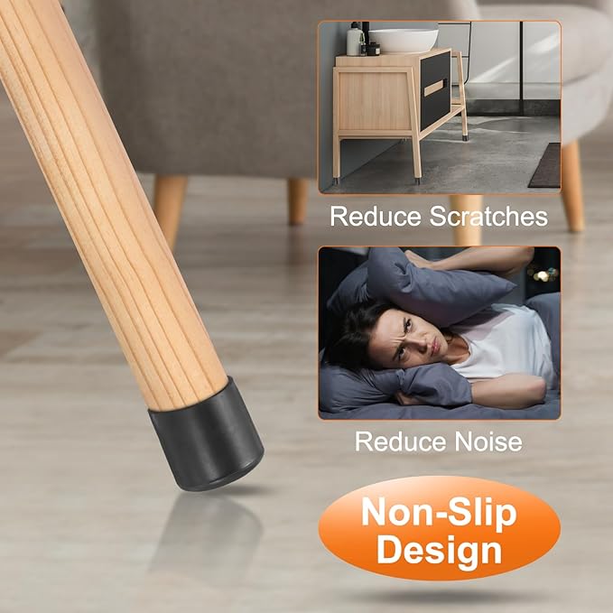 uxcell 36pcs Round Chair Leg Caps 10mm/0.4" PVC Chair Leg Floor Protectors Non-Slip Chair Feet Covers for Hardwood Floors Furniture Protectors, Black - Image 4