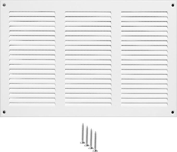 10x6 Vent Cover (Duct Opening) - White HVAC Return Air Grille for Wall and Ceiling - Metal AC Vent Cover with Mesh - Rectangular Ventilation Register - External Dimensions: 11.81" W x 7.87" H by TURvent