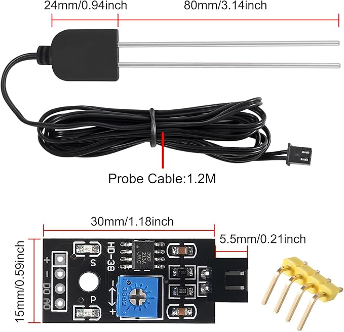 5 Sets Soil Moisture Sensor, Resistive Soil Moisture Meter, Soil Hygrometer Sensor Test Kit with Corrosion Resistant Probe Digital Analog Signal Output for Garden Automatic Watering System - Image 3