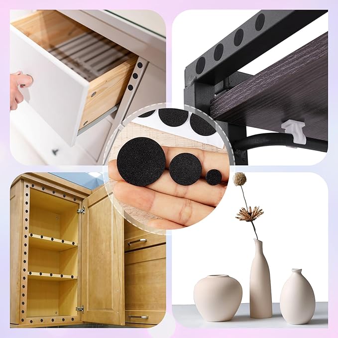 456 Pcs Small Felt Furniture Pads, Self-Adhesive EVA Foam Dot Circles, Round Felt Furniture Stickers for Desks Drawers Vases Photo Frames Cabinets Doors-Black (0.39'', 0.78'', 1.18'') - Image 7