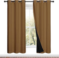 NICETOWN Full Shade Curtain Panels, 37" Wide x 70" Long, Gold Brown, Pair of Thermal Insulated & Energy Efficiency Blackout Drapes for Living Room, Lined Silky Performance Window Dressing by NICETOWN