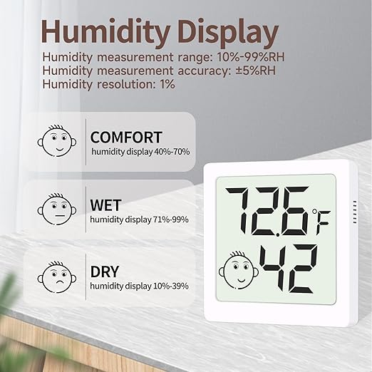 Mini Humidity Meter Hygrometer 6 Pack Room Thermometer Indoor Digital Temperature and Humidity Monitor for Home House Office Garden and Cellar - Image 4