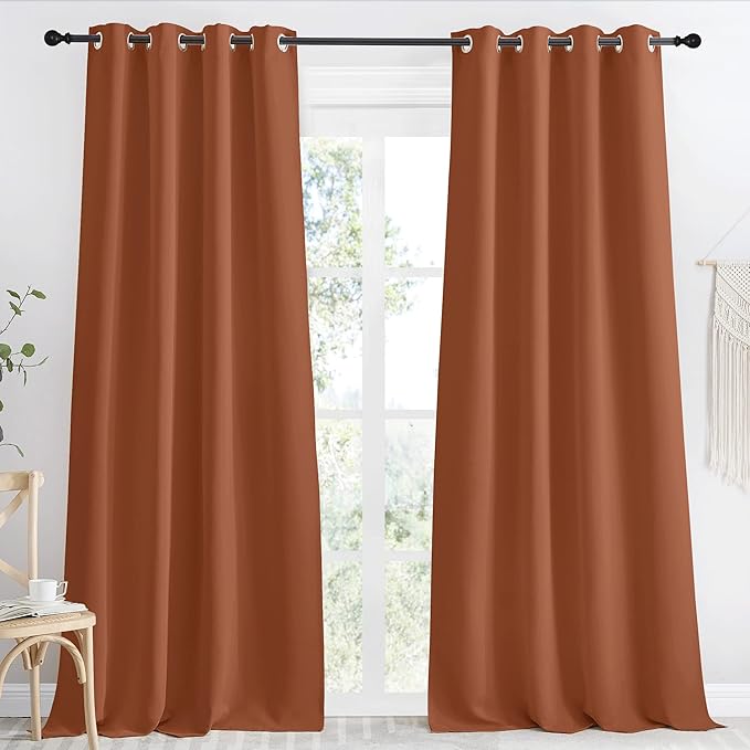 NICETOWN Blackout Curtain 118 inch Long, W55 x L118, 1 Panel, Burnt Orange, Thermal Insulated Window Treatment with Grommet Room Darkening Thermal Insulated Panel for Bedroom/Living Room by NICETOWN