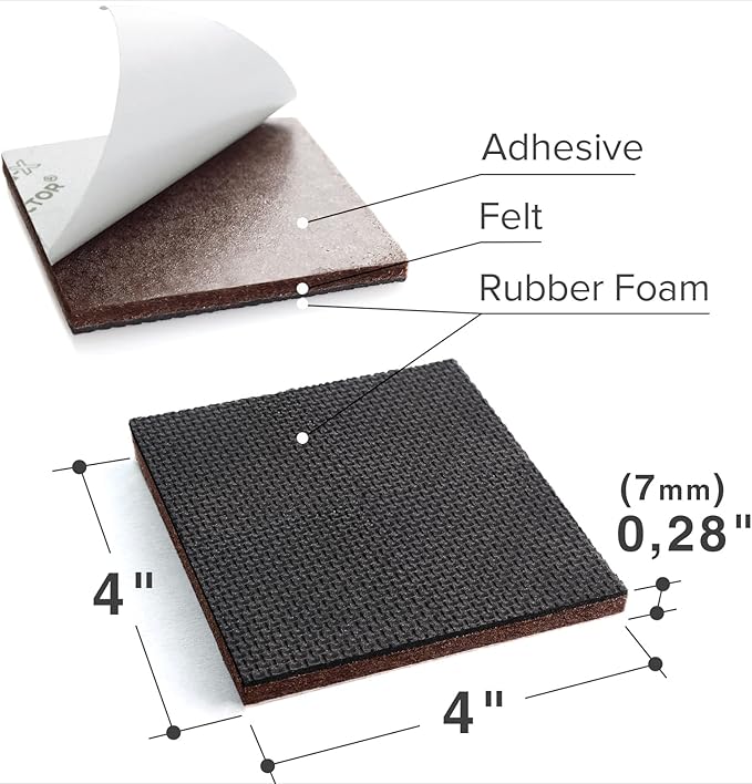 X-PROTECTOR Non Slip Furniture Pads - 8 pcs Premium Furniture Grippers 4"! Self-Adhesive Rubber Feet Furniture Feet - Ideal Non Skid Furniture Pad Floor Protectors - Keep Furniture in Place! - Image 3