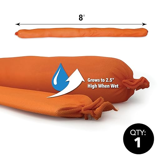 Quick Dam Indoor Water Dam Flood Barrier for Leaks, Spills and Water Containment, 8ft, 1-Pack, Orange - Image 2