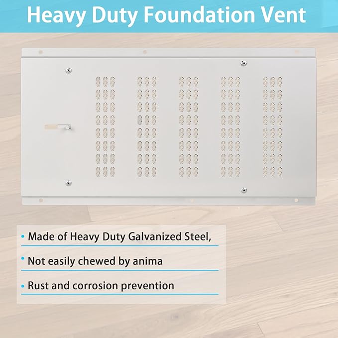 Foundation Vent Cover Crawl Space Vent Cover for Foundation Garage Attic Home Improvement,16” x 8.7” Outdoor Crawl Space Air Wall Vent Cover with Damper&Screen Reduce Moisture,White,6PK - Image 4