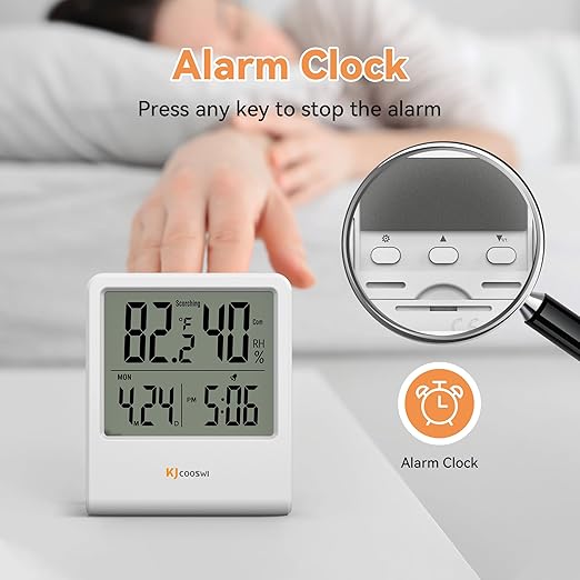 Indoor Thermometer, Room Thermometer and Hygrometer with Clock, Temperature and Humidity Meter with Clock, Double Comfort Indicator, Time, Date(White) - Image 5