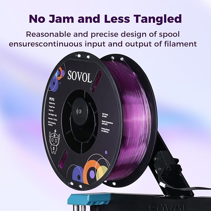 Sovol 3D Printer PETG Filament 1.75mm, Gradient Multicolors Filaments Material, 1kg (2.2lbs), Dimensional Accuracy +/- 0.03 mm, Fit Most FDM Printer, Purple - Image 4