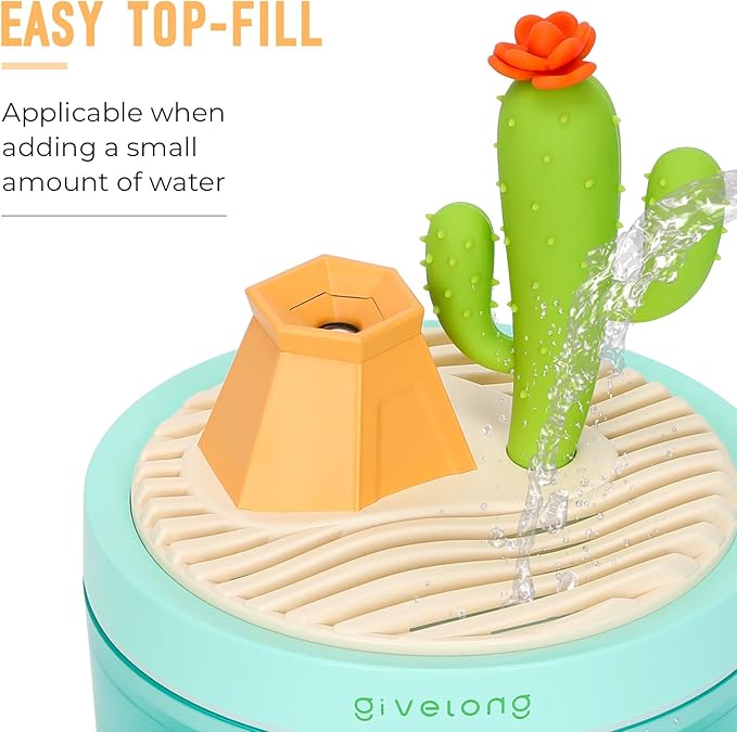 Cactus Mini Humidifier, Cute Desktop Humidifiers for Bedroom, 320ml Portable Small Cool Mist Humidification, USB Powered, Auto Shut-Off, Perfect for Home, Office & Indoor Plants - Image 2