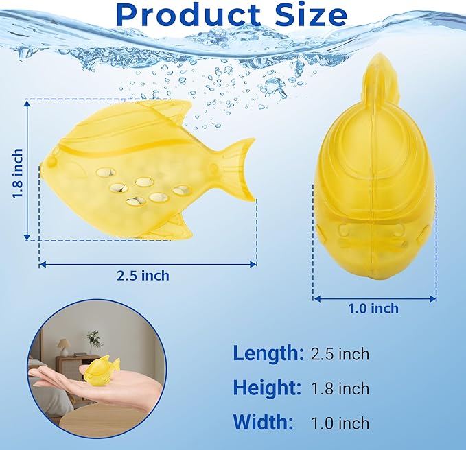 Funmit Humidifier Cleaning Fish, 6 Pack Humidifier Cleaner for Humidifiers and Fish Tanks, Purifies Water, Prevents Hard Water Build-Up, Reduces Scale, Yellow - Image 3