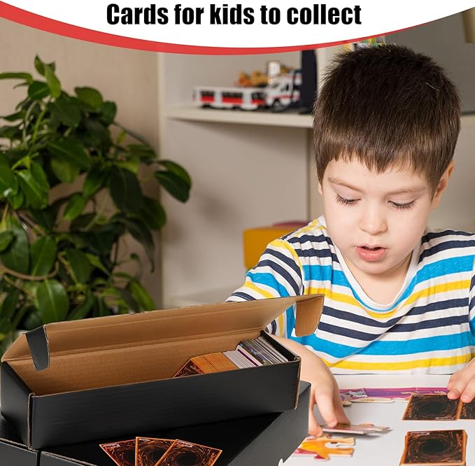 Yexiya 6 Pcs 800 Count Storage Box Card Holders, Trading Cards Sports Collector Boxes Organizer for Baseball Football Sports, and Playing, Cardboard, Game, Black - Image 4