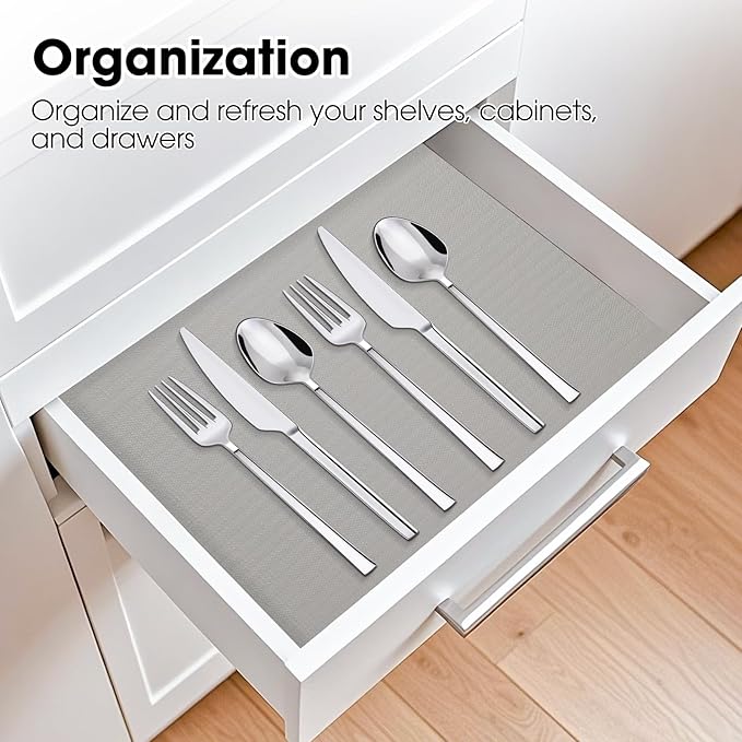 Drawer and Shelf Liner, Non-Slip Kitchen Cabinet Liners Non-Adhesive Thick Strong Grip Waterproof Washable Mats Protect Dresser Shelves Cupboard Bathroom Cabinets, Light Gray, 18 in X 20 FT - Image 7