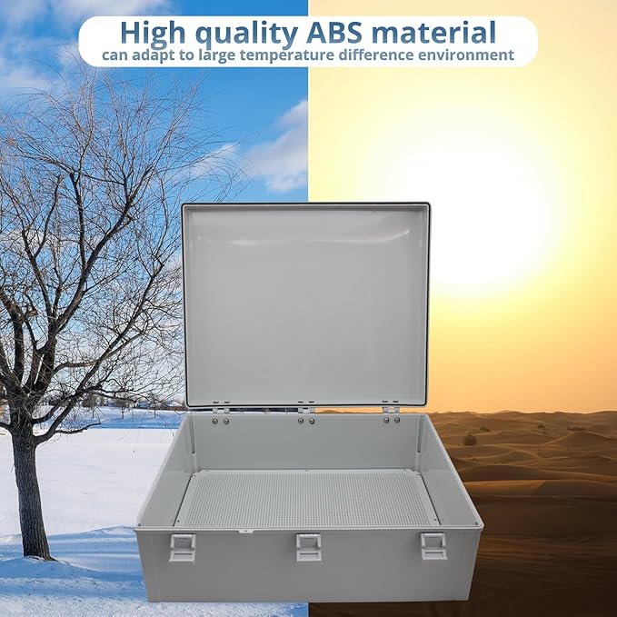 MAKERELE Large Junction Box Waterproof Plastic IP67 Vented Outdoor Enclosure Box 2 NPT 1”Glands and Adjustable Clamp*2 Hinged Cover Junction Box Plastic (23.6"*19.7"*8.7") - Image 5