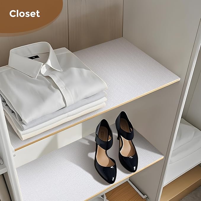 Coavas Extra Grip Thickened Shelf and Drawer Liner - Non-Adhesive Non-Slip Waterproof Mats for Kitchen Cabinets, Drawers, Shelves, Dresser & Cupboard, Easy Cut DIY (White, 12IN x 20FT) - Image 9