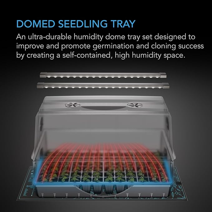 AC Infinity Heavy-Duty Large Humidity Dome 6x12 Germination Kit, Full Spectrum LED Grow Light Bars w/Samsung LM301H EVO LEDs, Heat Mat, 3 mm Thickest Dome, Trays, Extension Panels, for Seed Starting - Image 2
