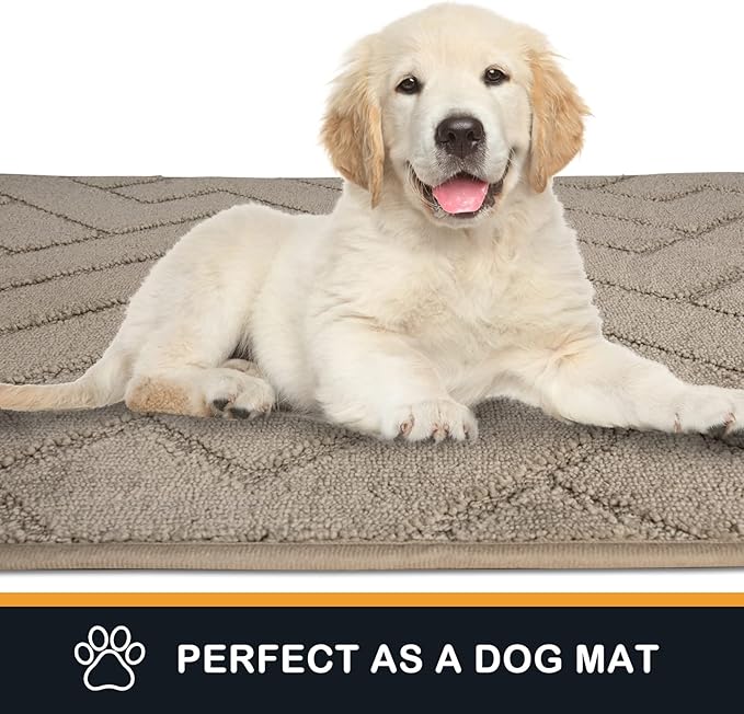 PURRUGS Dirt Trapping Door Mat 24" x 59", Non-Slip Machine Washable Entry Rug, Dog Doormat, Indoor Front Door Mat, Super Absorbent Entryway Rug for Muddy Shoes & Paws, Taupe - Image 6