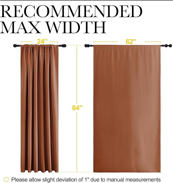 NICETOWN 2 Panels Blackout Curtains, Rod Pocket Thermal Insulated Drapes 84 inches Long, Easy-Care Modern Home Decoration Sunshades for Guest Room, Living Room, Office, 62 x 84 Inch, Burnt Orange - Image 6