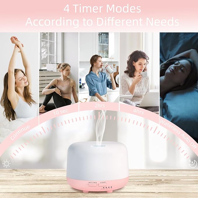 300ML Aromatherapy Essential Oil Diffuser with Remote Control, 7 LED Color Changing Light, for Bedroom Home Large Room - Image 3
