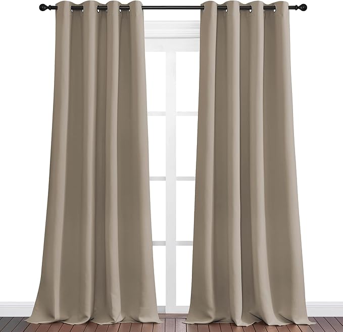 NICETOWN Taupe Blackout Curtains 102" Long, 55" Wide, 2 Pieces for Office, Dining, Guest Room - Sound Reducing, Heat and Cold Block Panels for Modern Decorative - Image 2