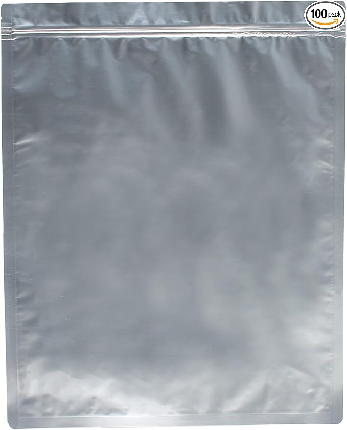 AwePackage 1.5 Gallon Mylar Aluminum Foil Zipper Bag for Long Term food storage and collectibles - vacuum seal(100, 1.5 Gallon(12x16")) by Awe+Package