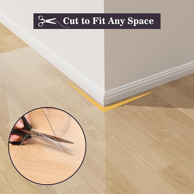 3'×5' Crystal Transparent Floor Protector for Home, Waterproof No Spill Vinyl Floor Desk Mat for Office, Plastic Easy Cleaning Area Mat for Hardwood Floor, Kitchen, Pet Feeding Area - Image 6