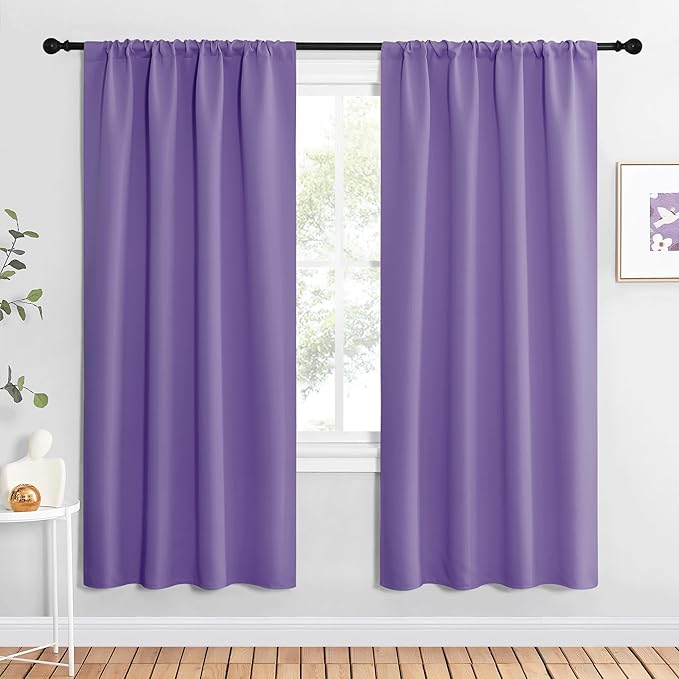 NICETOWN Blackout Curtains for Living Curtains, Lilac Purple, 2 Panels, 42 by 72, Room Darkening Window Curtain Panels, Easy-Care Solid Thermal Insulated Draperies/Drapes for Daughter Room by NICETOWN