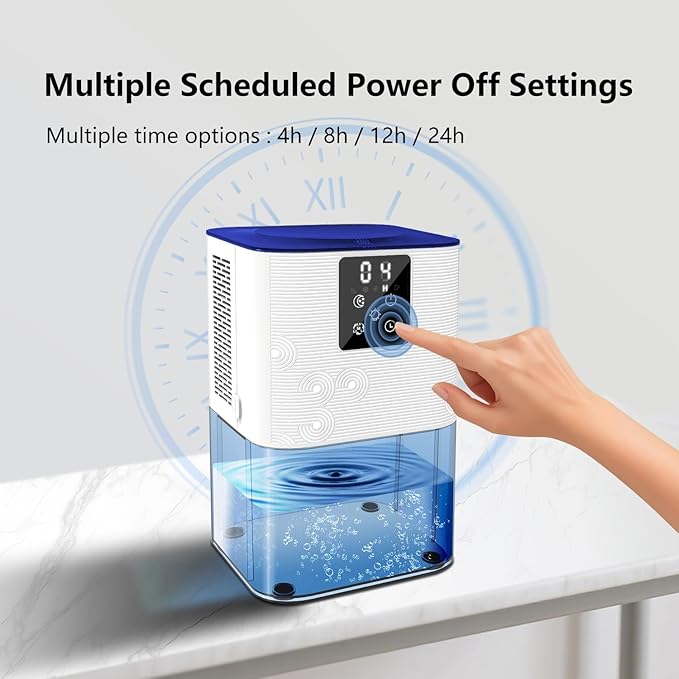 Dehumidifier,MTOX 3L/105 oz (1000 Sq Ft) Small Dehumidifiers for room, Bathroom, RV, Quiet with Auto Shut Off,Timer, 3 Setting modes, Removable filter and aromatherapy box, 7 color LED(Blue and White) - Image 6