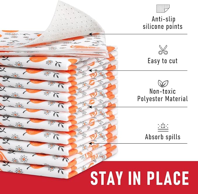 Cooyes Shelf Liners, 2-in-1 Non-Slip Fridge Mats, Absorb Excess Moisture, No-BPA Multiple Sizes for Glass Shelves, Kitchen Cabinets, Drawers (17.7 W x 36 L Inches, Dasiy-6 Pack) - Image 3