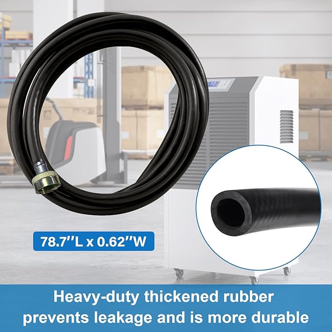 Succulentlovers 6Ft Dehumidifier Drain Hose - 3/4" FHT Dehumidifier Hose with Premium Brass Connectors Thickened Rubber Drain Hose for Most of Dehumidifiers - Image 2