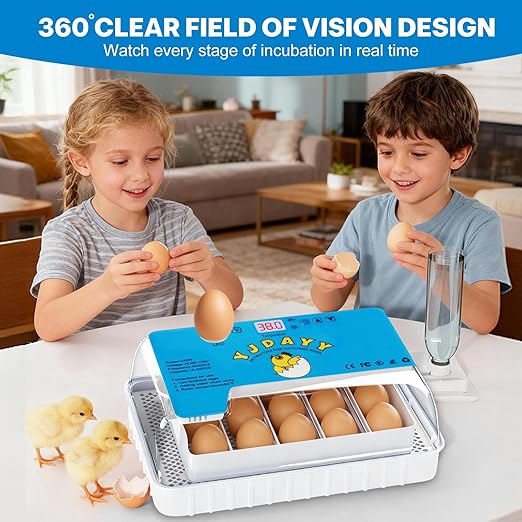 Incubators for Hatching Eggs 15-35 Eggs Incubator with Automatic Egg Turning and ℉Temperature Display LED Candler Poultry Incubator for Hatching Chicken Duck and Quail Incubator (Blue) - Image 7