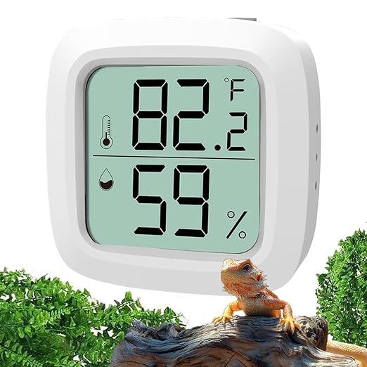Reptile Thermometer and Hygrometer – Fast Accurate LCD Digital Temp & Humidity Meter for Bearded Dragon Tank Accessories, Lizard, Snake, Turtle, Amphibians, Small Animal Habitat by Oasirep