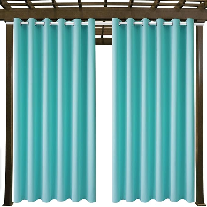 DIVA EN CAMINO DEC Outdoor Patio Curtain Waterproof Darkening Thermal Insulated Indoor Curtains for Bedroom, Porch, Living Room, Pergola, Cabana, W84 x L108, Teal Blue, Set of 2 Panels - Image 9