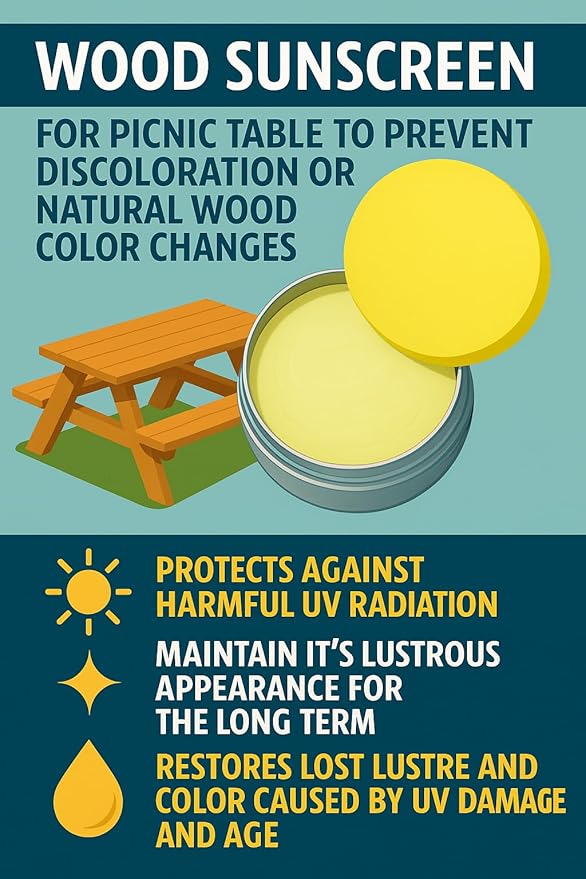 Wood Sunscreen Conditioner & UV Protectant Salve – USA Made Wood Outdoor Protector for Patio Furniture, Tables & Decks. Restores, Nourishes & Shields from Sun & Weather Damage. Long Lasting Protection - Image 2