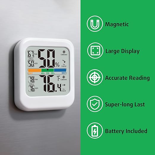G.CATACC Digital Hygrometer Indoor Thermometer Humidity Meter Gauge, Room Thermometer Temperature and Humidity Monitor for House, Baby Nursery, Greenhouse, Reptile - Battery Included - Image 5