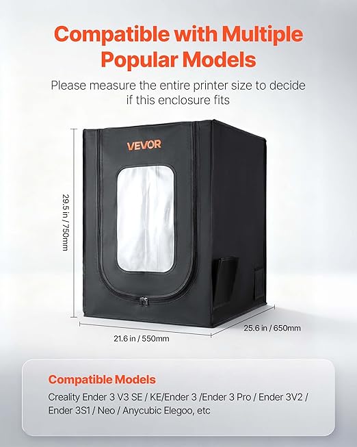 VEVOR 3D Printer Enclosure, Dustproof Waterproof Oxford Cloth 3D Printer Tent, Constant Temperature Protective Case with LED Lighting, Compatible with Creality/ELEGOO/Anycubic Multiple Popular Models - Image 3